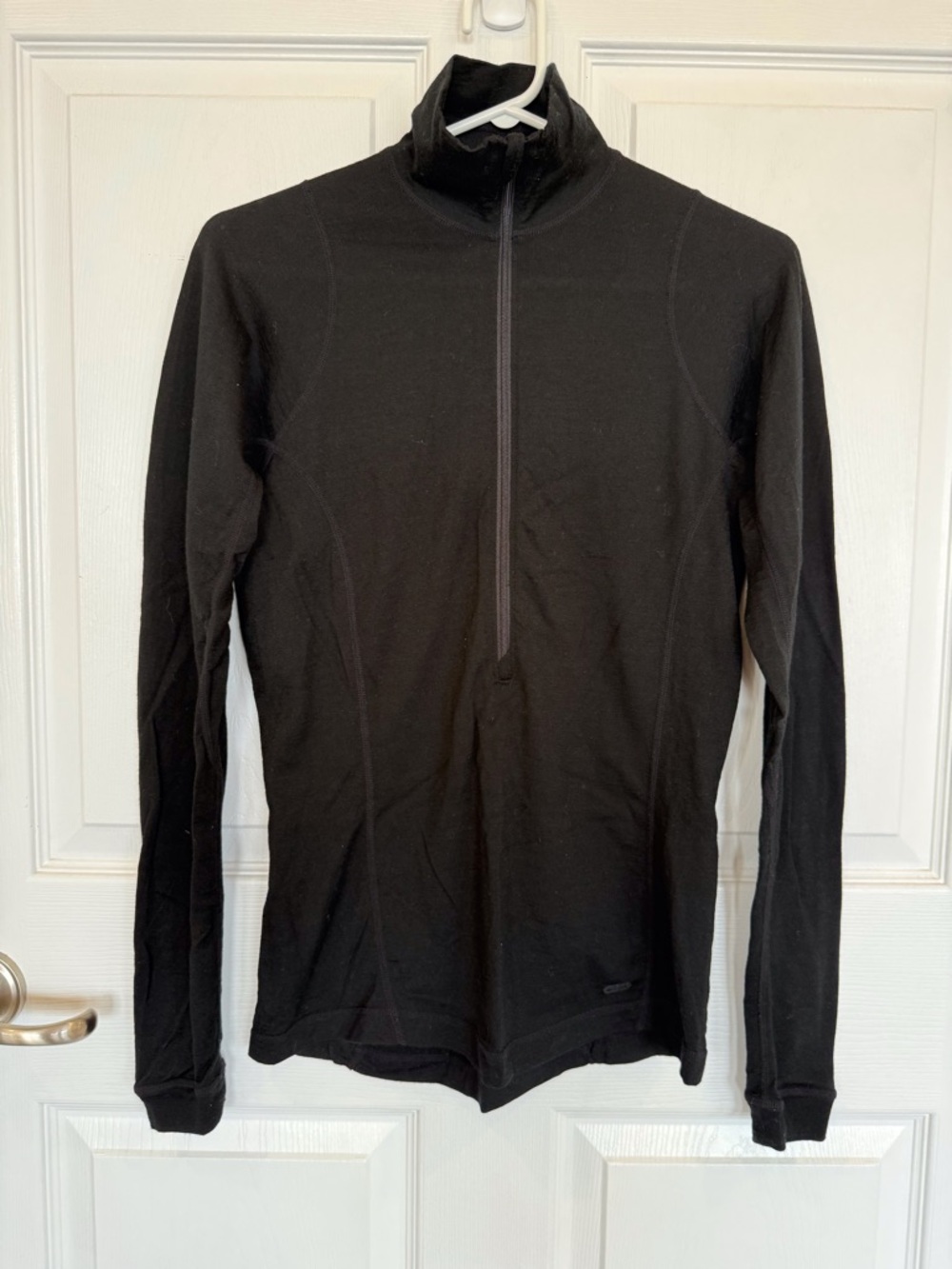MEC Merino Wool Half-Zip Sweater black trails camping hiking baselayer